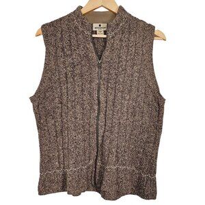 Woolrich Hickory Heather Vest Women's M Brown Wool Blend Full Zip Ribbed